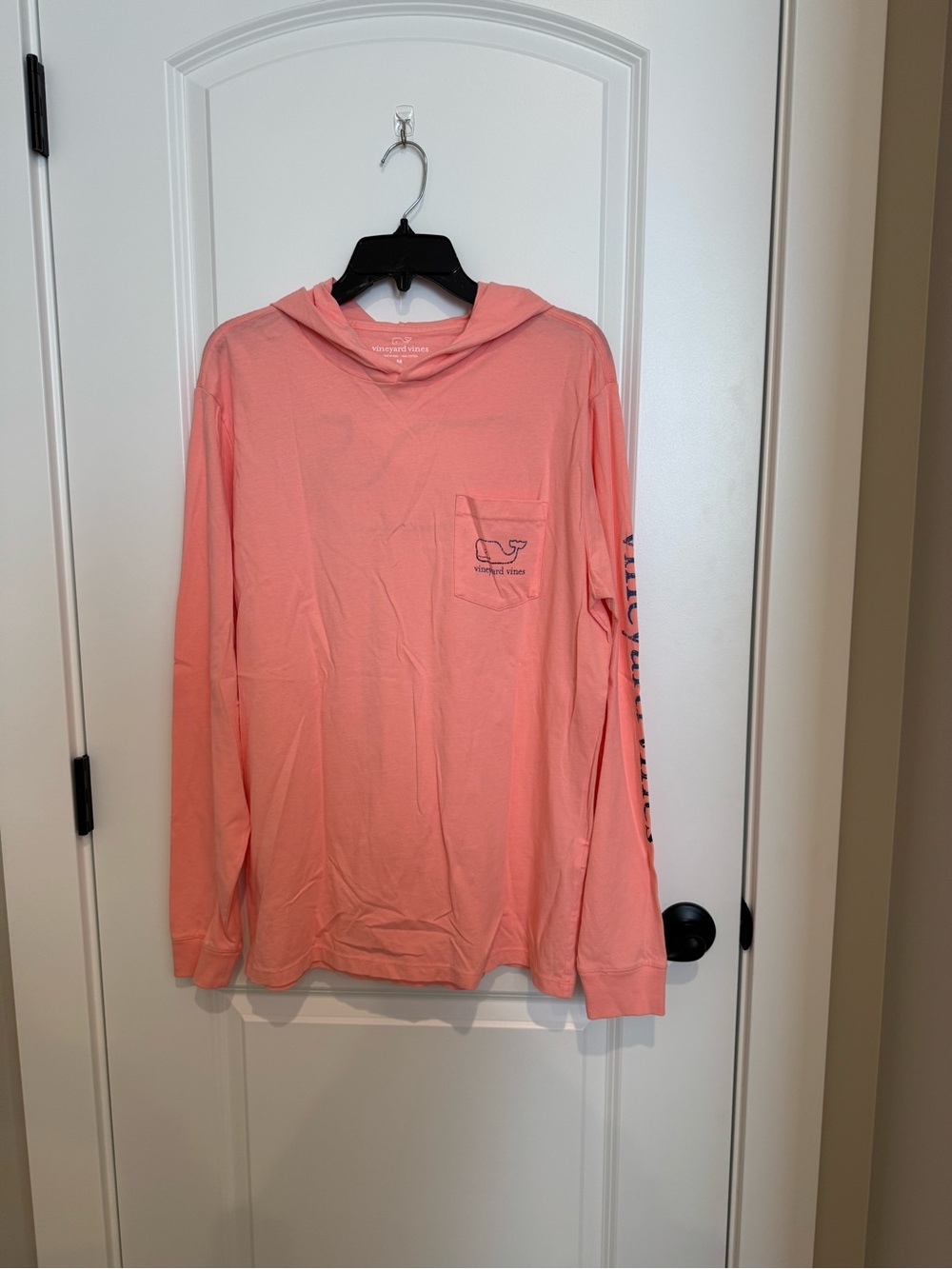 Vineyard Vines Coral Pocket Hoodie Tee - Whale Logo